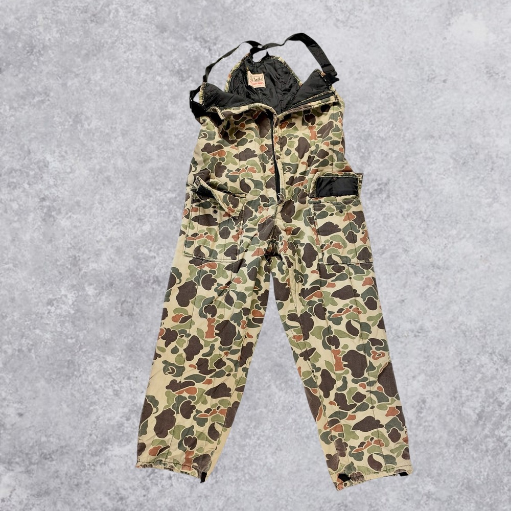 Vintage Walls Blizzard-Pruf Duck Camo Insulated Hunting Bib Overalls XL Regular